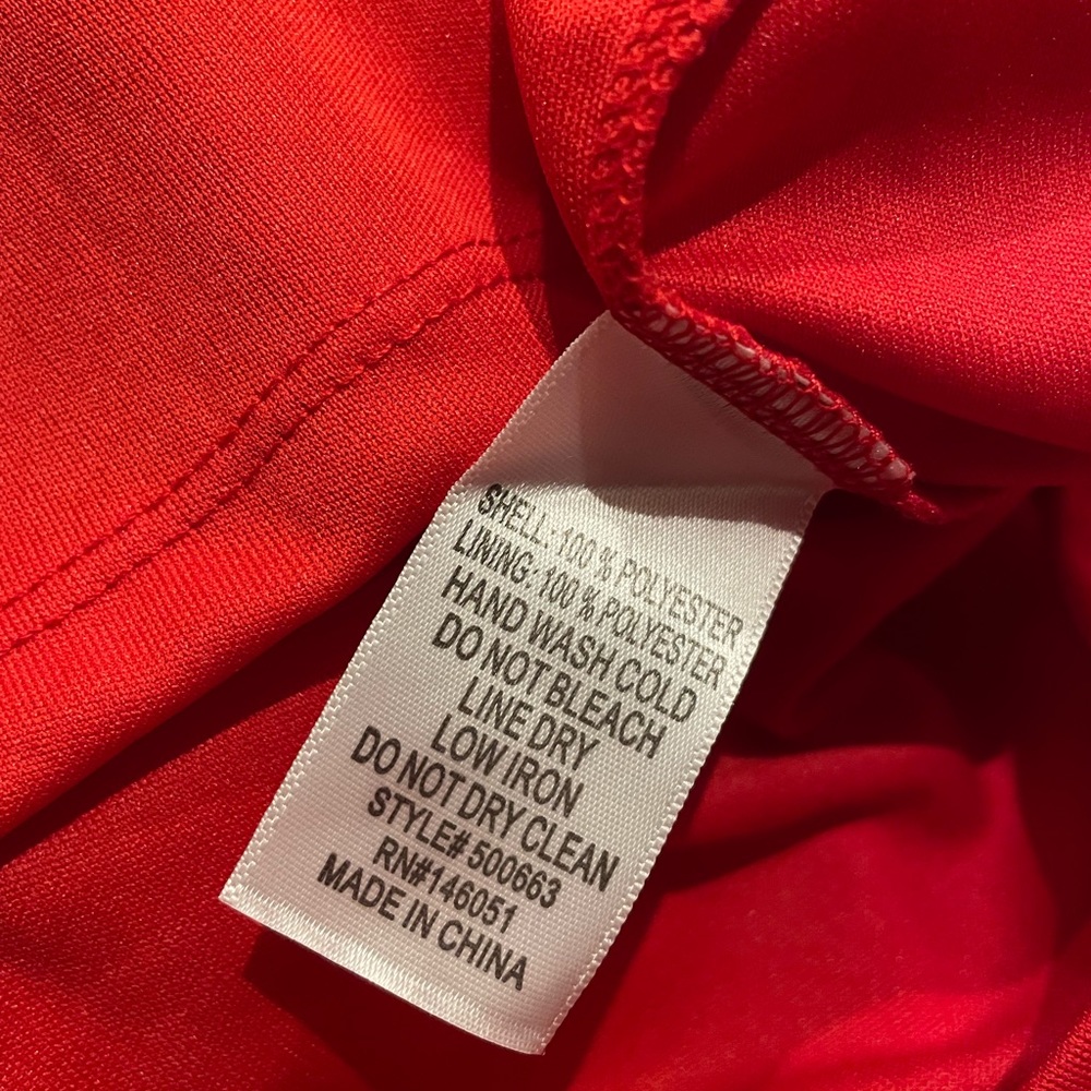 Monteau Red Dress NWT Swiss Dot Ruffle Layers Fully Lined High Neck Size Medium - Picture 4 of 12